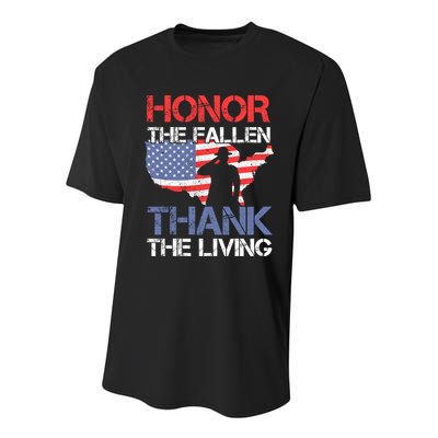 Honor The Fallen Thank The Living Memorial Day Gift Youth Performance Sprint T-Shirt