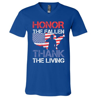 Honor The Fallen Thank The Living Memorial Day Gift V-Neck T-Shirt