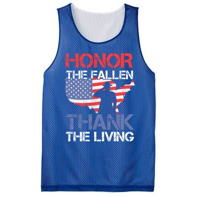 Honor The Fallen Thank The Living Memorial Day Gift Mesh Reversible Basketball Jersey Tank