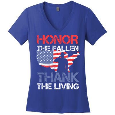 Honor The Fallen Thank The Living Memorial Day Gift Women's V-Neck T-Shirt