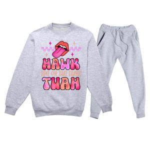 Hawk Tuah Funny Viral Humor Meme Video Premium Crewneck Sweatsuit Set