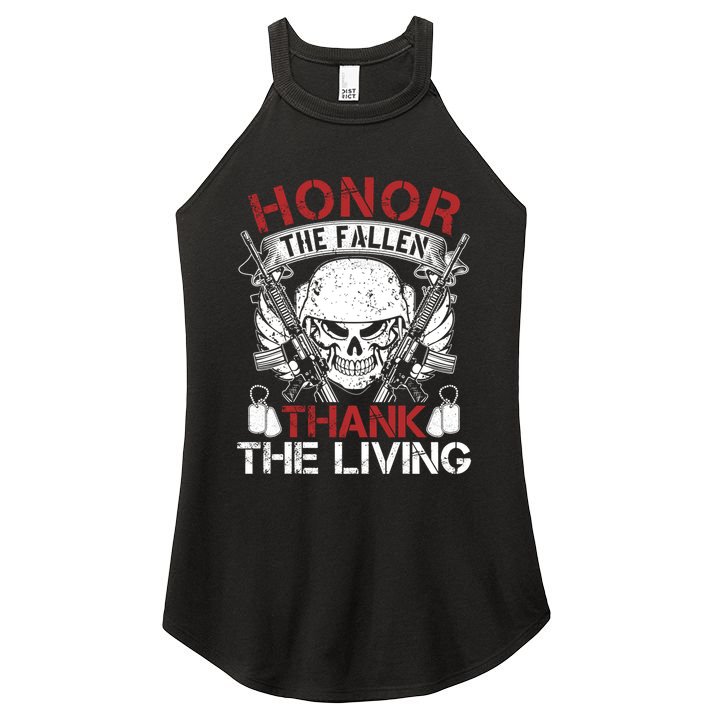 Honor The Fallen Thank The Living Veterans Day Gift Women's Perfect Tri Rocker Tank