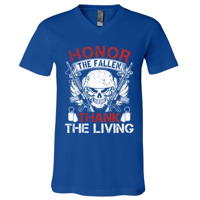 Honor The Fallen Thank The Living Veterans Day Gift V-Neck T-Shirt