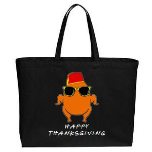 Happy Thanksgiving Friends Turkey Cotton Canvas Jumbo Tote