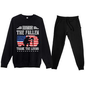 Honor The Fallen Gift Thank The Living Gift Memorial Day Gift Premium Crewneck Sweatsuit Set