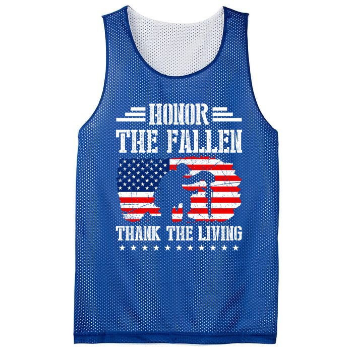 Honor The Fallen Gift Thank The Living Gift Memorial Day Gift Mesh Reversible Basketball Jersey Tank