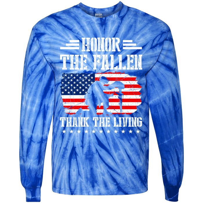 Honor The Fallen Gift Thank The Living Gift Memorial Day Gift Tie-Dye Long Sleeve Shirt