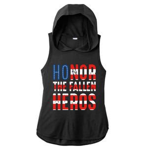 Honor The Fallen Heros Gift Usa American Flag Gift Veterans Day Gift Ladies PosiCharge Tri-Blend Wicking Draft Hoodie Tank