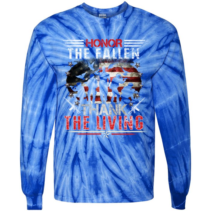 Honor The Fallen Veteran Themed Military Support Memorial Gift Tie-Dye Long Sleeve Shirt