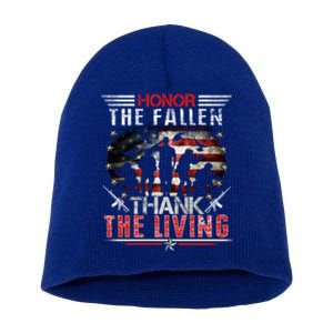 Honor The Fallen Veteran Themed Military Support Memorial Gift Short Acrylic Beanie