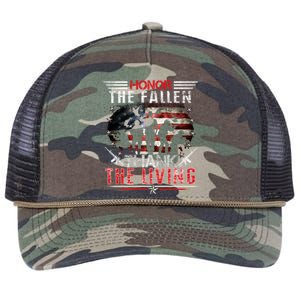 Honor The Fallen Veteran Themed Military Support Memorial Gift Retro Rope Trucker Hat Cap