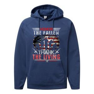 Honor The Fallen Veteran Themed Military Support Memorial Gift Performance Fleece Hoodie