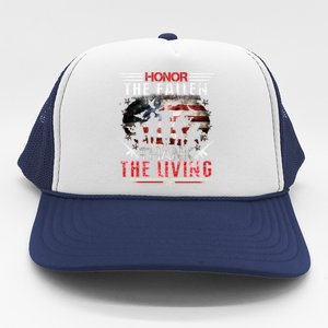 Honor The Fallen Veteran Themed Military Support Memorial Gift Trucker Hat