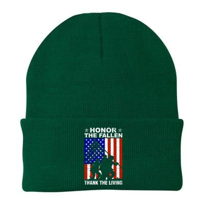 Honor The Fallen Thank The Living Memorial Day Veteran Funny Gift Meaningful Gif Knit Cap Winter Beanie