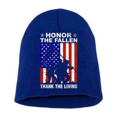 Honor The Fallen Thank The Living Memorial Day Veteran Funny Gift Meaningful Gif Short Acrylic Beanie