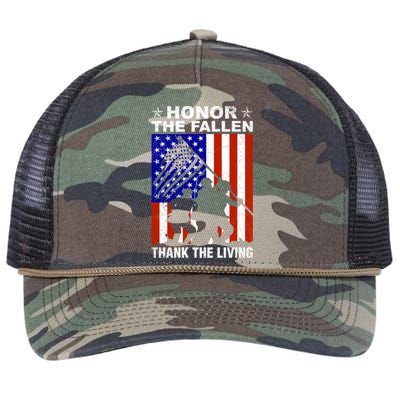 Honor The Fallen Thank The Living Memorial Day Veteran Funny Gift Meaningful Gif Retro Rope Trucker Hat Cap