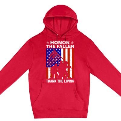 Honor The Fallen Thank The Living Memorial Day Veteran Funny Gift Meaningful Gif Premium Pullover Hoodie