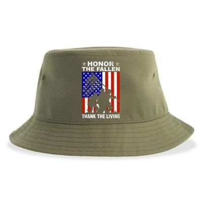 Honor The Fallen Thank The Living Memorial Day Veteran Funny Gift Meaningful Gif Sustainable Bucket Hat