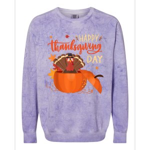 Happy Thanksgiving Funny Turkey Pumpkin Autumn Fall Season Colorblast Crewneck Sweatshirt