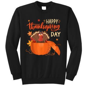 Happy Thanksgiving Funny Turkey Pumpkin Autumn Fall Season Sweatshirt