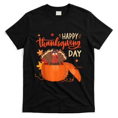 Happy Thanksgiving Funny Turkey Pumpkin Autumn Fall Season T-Shirt