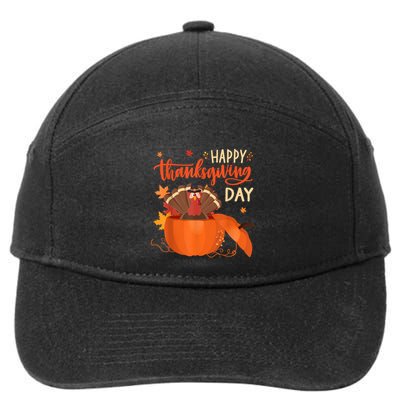 Happy Thanksgiving Funny Turkey Pumpkin Autumn Fall Season 7-Panel Snapback Hat