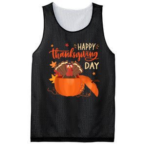 Happy Thanksgiving Funny Turkey Pumpkin Autumn Fall Season Mesh Reversible Basketball Jersey Tank