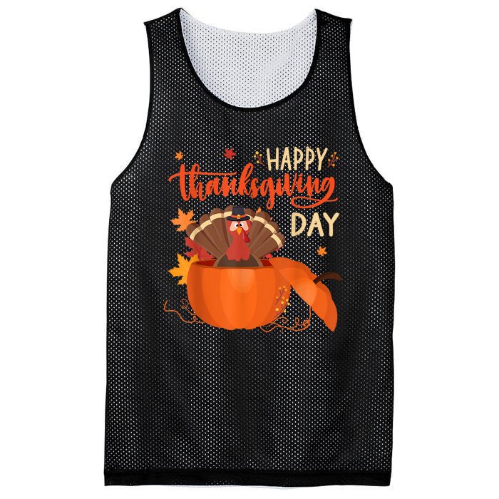 Happy Thanksgiving Funny Turkey Pumpkin Autumn Fall Season Mesh Reversible Basketball Jersey Tank