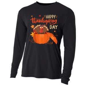 Happy Thanksgiving Funny Turkey Pumpkin Autumn Fall Season Cooling Performance Long Sleeve Crew