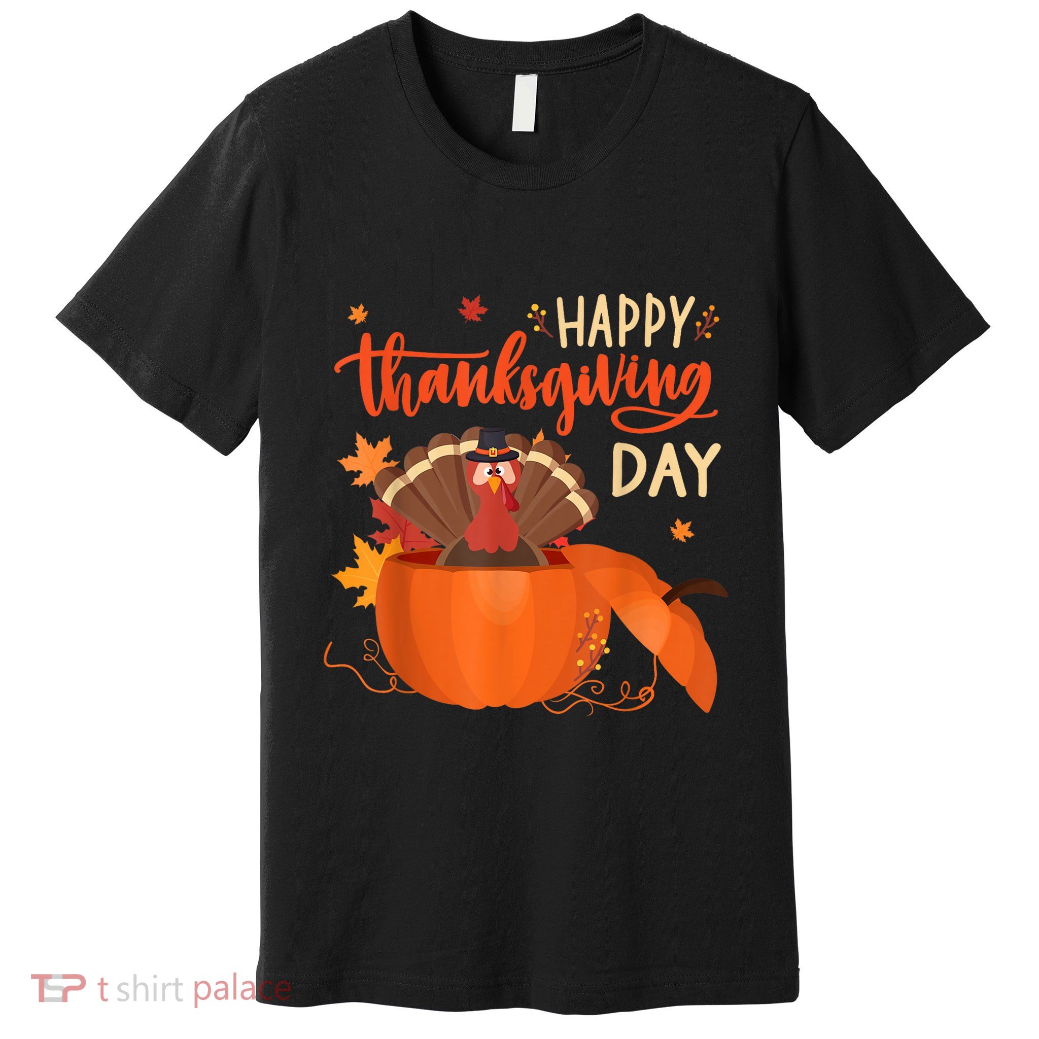 Happy Thanksgiving Funny Turkey Pumpkin Autumn Fall Season Premium T-Shirt