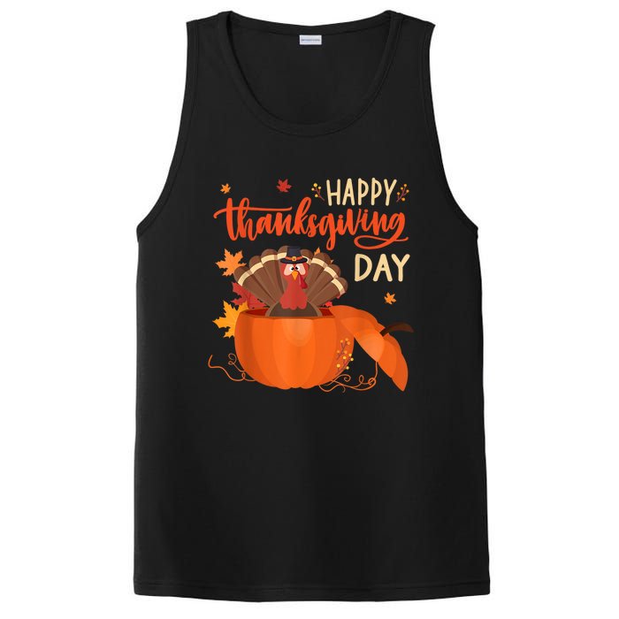 Happy Thanksgiving Funny Turkey Pumpkin Autumn Fall Season PosiCharge Competitor Tank