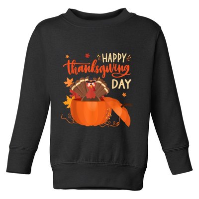 Happy Thanksgiving Funny Turkey Pumpkin Autumn Fall Season Toddler Sweatshirt