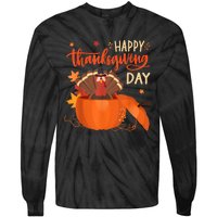 Happy Thanksgiving Funny Turkey Pumpkin Autumn Fall Season Tie-Dye Long Sleeve Shirt