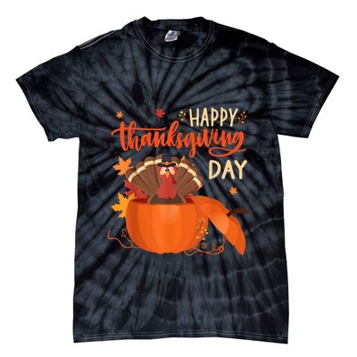 Happy Thanksgiving Funny Turkey Pumpkin Autumn Fall Season Tie-Dye T-Shirt