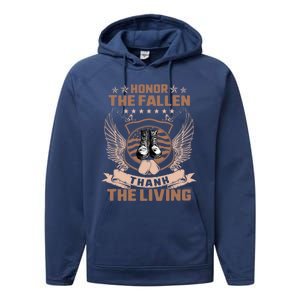 Honor The Fallen Thank Living Memorial Day Military May 25th Cool Gift Performance Fleece Hoodie