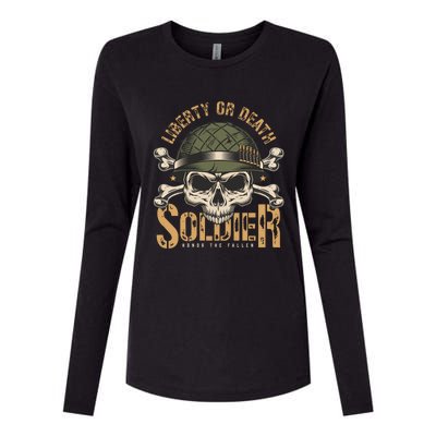 Honor The Fallen Army Heroes Skull In Soldier Helmet Gift Womens Cotton Relaxed Long Sleeve T-Shirt