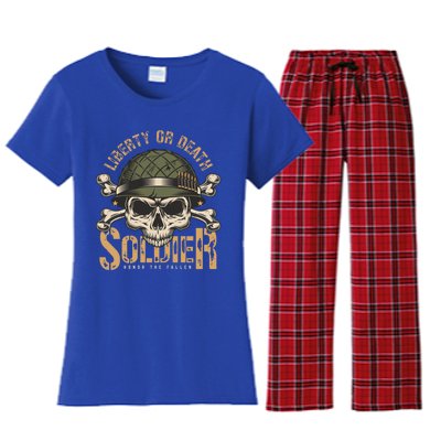 Honor The Fallen Army Heroes Skull In Soldier Helmet Gift Women's Flannel Pajama Set