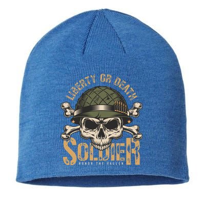 Honor The Fallen Army Heroes Skull In Soldier Helmet Gift Sustainable Beanie