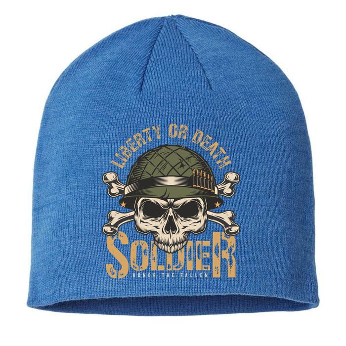 Honor The Fallen Army Heroes Skull In Soldier Helmet Gift Sustainable Beanie