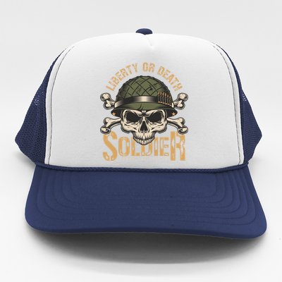 Honor The Fallen Army Heroes Skull In Soldier Helmet Gift Trucker Hat