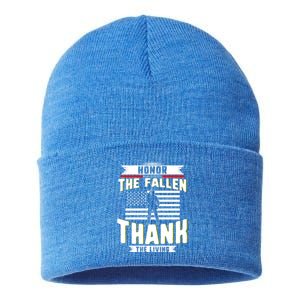 Honor The Fallen Thank Living Memorial Day Military May 25th Cool Gift Sustainable Knit Beanie