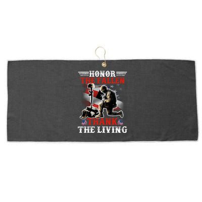 Honor The Fallen Veteran Themed Military Support Gift Large Microfiber Waffle Golf Towel