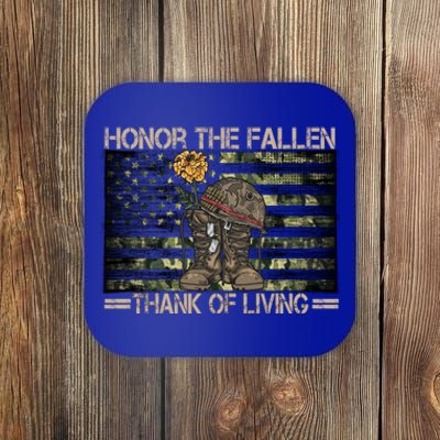 Honor The Fallen Thank The Living American Flag Gift Coaster