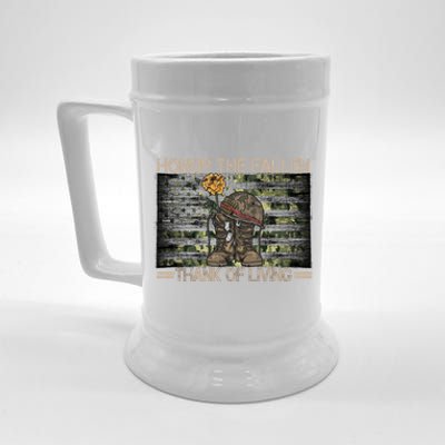 Honor The Fallen Thank The Living American Flag Gift Beer Stein