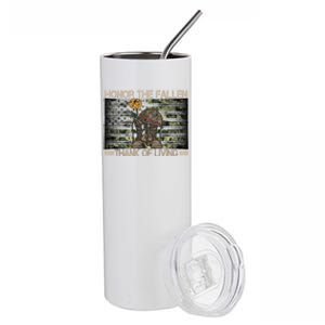 Honor The Fallen Thank The Living American Flag Gift Stainless Steel Tumbler