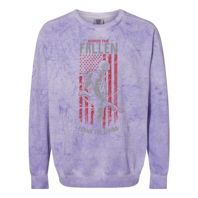 Honor The Fallen Thank The Living Memorial Day Veterans Gift Colorblast Crewneck Sweatshirt