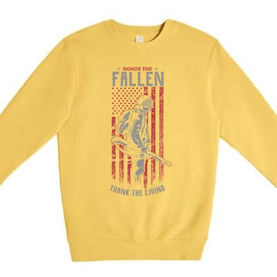 Honor The Fallen Thank The Living Memorial Day Veterans Gift Premium Crewneck Sweatshirt