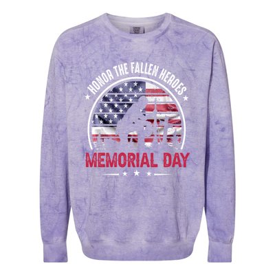 Honor The Fallen Heroes Memorial Day Cool Gift Colorblast Crewneck Sweatshirt