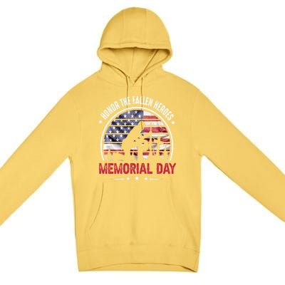 Honor The Fallen Heroes Memorial Day Cool Gift Premium Pullover Hoodie