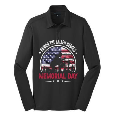 Honor The Fallen Heroes Memorial Day Cool Gift Silk Touch Performance Long Sleeve Polo